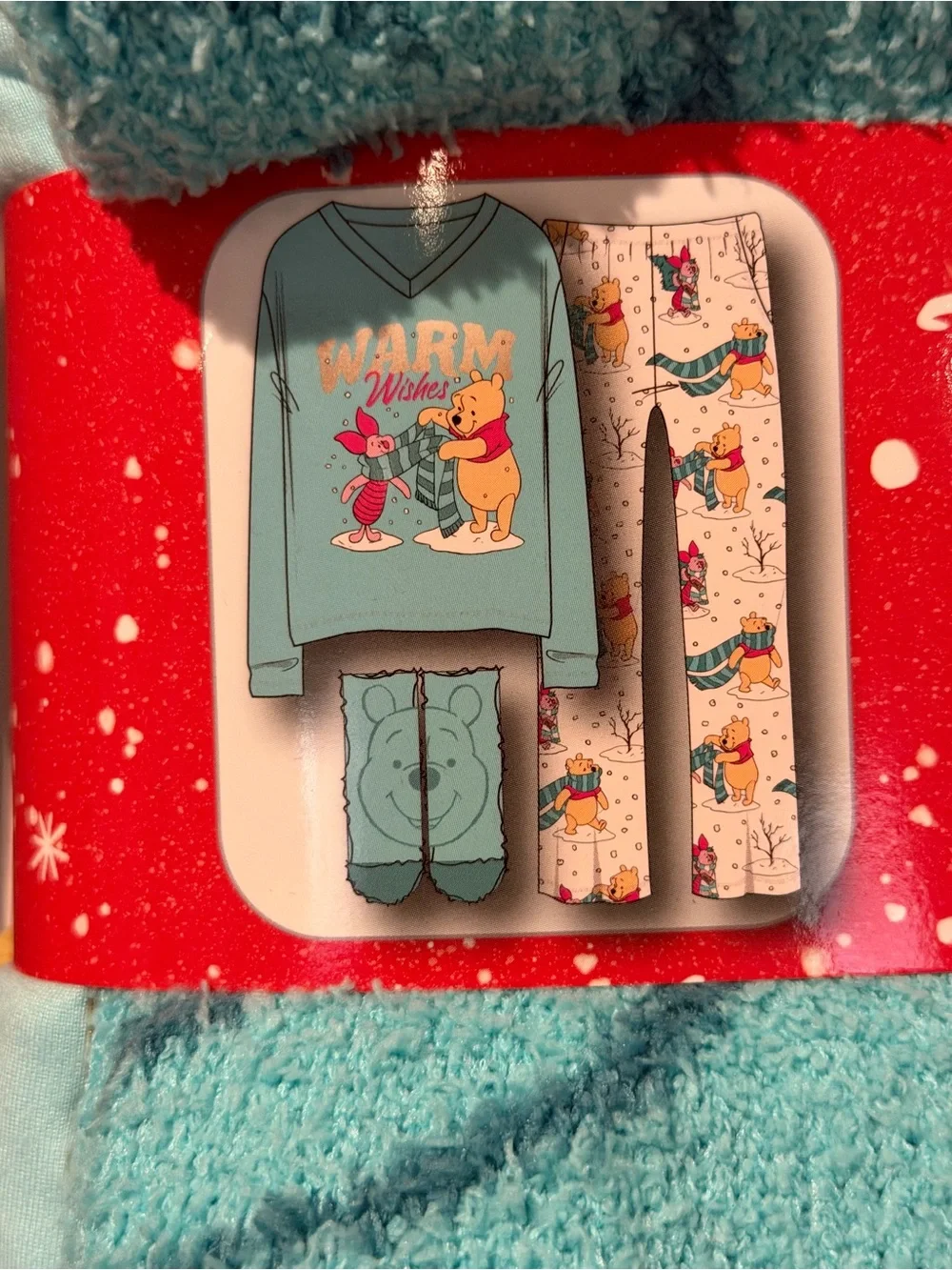 Disney Winnie the Pooh Light Aqua Pajama Set with Cozy Socks